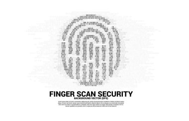 bir ve sıfır ikili koddan vektör parmak izi simgesi. parmak tarayan teknoloji ve gizlilik erişimi için arka plan konsepti.
