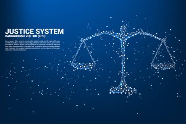 Nokta ve çizgi bağlantısından adalet ölçeği çokgen stili. Arka Plan Suç kavramı ve hukuk sistemi
