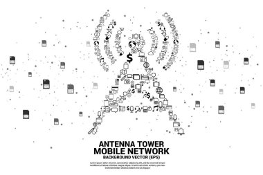 Mobil servis işlevlerinden anten kulesi simgesi. Mobil telekomünikasyon küresel ağ için kavram.
