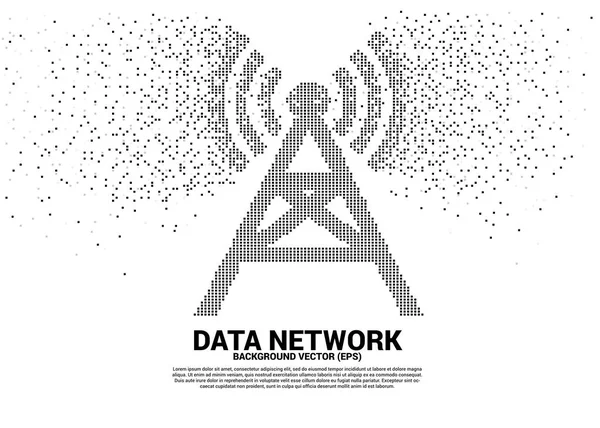 Vektör anten kulesi simgesi piksel dönüştürme stili. Mobil ve wi-fi veri ağının veri aktarımı için konsept. — Stok Vektör