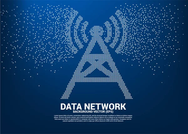 Vektör anten kulesi simgesi piksel dönüştürme stili. Mobil ve wi-fi veri ağının veri aktarımı için konsept.