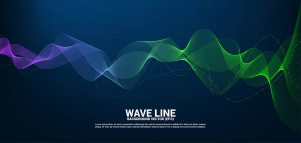 Blue and green Sound wave line curve on dark background. Element for theme technology futuristic vector — Stock Vector