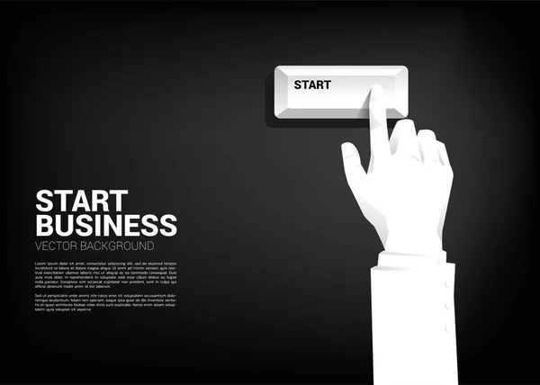 Close up businessman hand press start keyboard button. Concept for Technology for start business