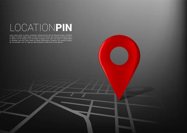 Indicatore di posizione 3D sulla mappa stradale della città. Concetto di sistema di navigazione GPS infografica — Vettoriale Stock