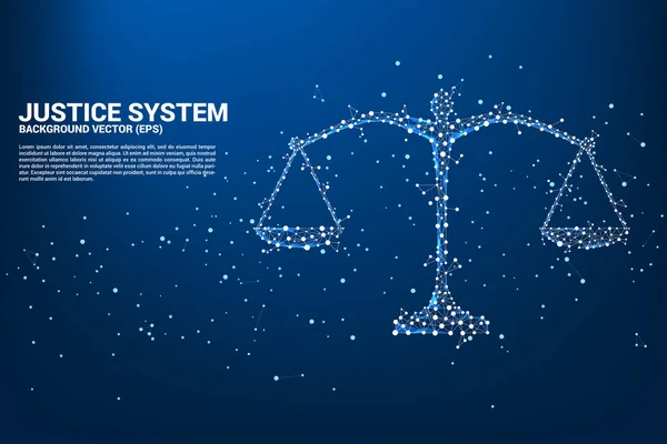 Stile poligono in scala di giustizia dalla connessione a punti e linee. Contesto Concetto di criminalità e sistema giuridico — Vettoriale Stock