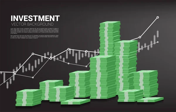 Pilha de notas e bom histórico de negócios. Conceito de investimento de sucesso e crescimento nos negócios — Vetor de Stock