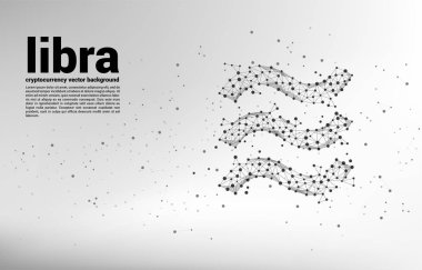 Polygon nokta bağlantı hattından vektör terazi dijital para birimi simgesi. Kripto para birimi teknolojisi ve finansal ağ bağlantısı kavramı.