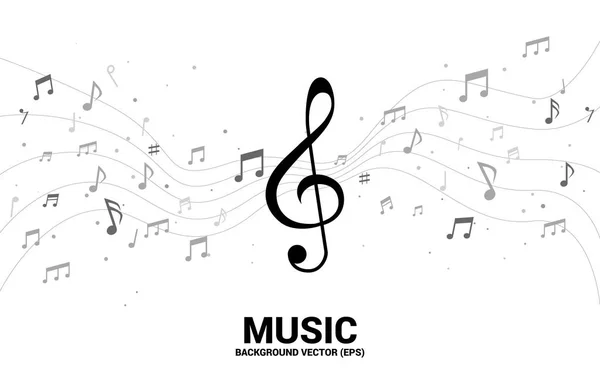 Vector muziek melodie Opmerking dansen flow. Concept achtergrond voor lied en concert thema. — Stockvector