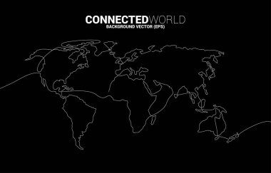 Dünya haritası tek hat bağlı: bir dünya bağlantısı ve insanoğlu için kavram.