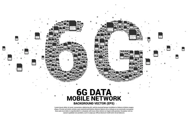 6G van mobiele SIM-kaartnetwerken. Concept voor wereldwijd netwerk van mobiele telecommunicatie. — Stockvector