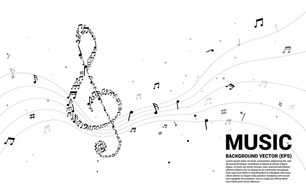 Vector music melody shape sol key note dancing flow. Concept de fond pour chanson et thème de concert . — Image vectorielle