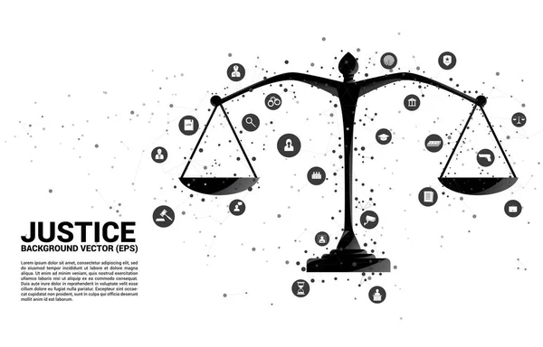 Escala de justicia con conexión de punto y línea e icono. Antecedentes Concepto de delincuencia y sistema jurídico — Archivo Imágenes Vectoriales