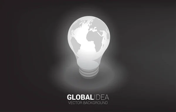 Silhouette einer Glühbirne mit Weltkarte herum. Geschäftskonzept der globalen kreativen Idee und Lösung. — Stockvektor