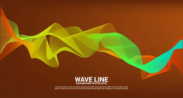 オレンジ色の緑色暗色の背景に波線の曲線。テーマ技術のための要素未来的なベクトル — ストックベクタ