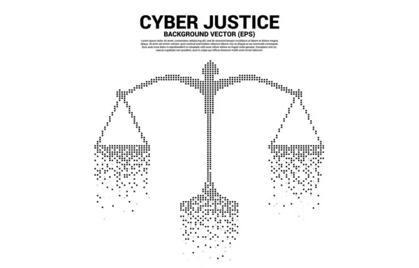 Шкала правосудия из цифрового квадратного пикселя. Предпосылки / контекст Concept of cyber social judgment — стоковый вектор
