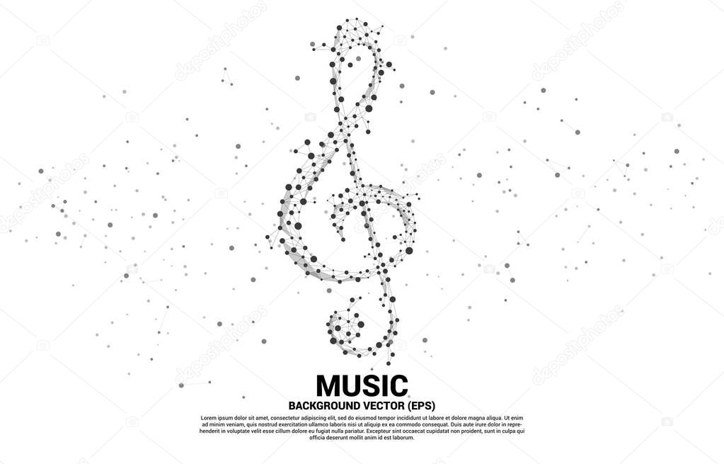 Vector sol music key note from dot connect line. Concept background for song and concert theme.