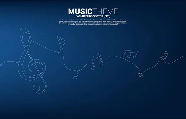 Note de mélodie de musique vectorielle dansant coulent d'une seule ligne. Concept de fond pour chanson et thème de concert . — Image vectorielle