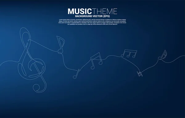 Música vetorial melodia nota dança fluxo de linha única. Concepção de fundo para música e tema de concerto . —  Vetores de Stock