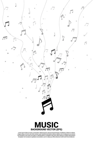 ベクトル音楽メロディーノートダンスフロー.歌とコンサートのテーマのコンセプト背景. — ストックベクタ