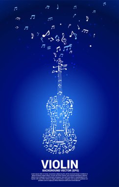 Vector müzik melodisi dans notası, akış şekli, keman ikonu. Şarkı ve konser teması için kavram arkaplanı.