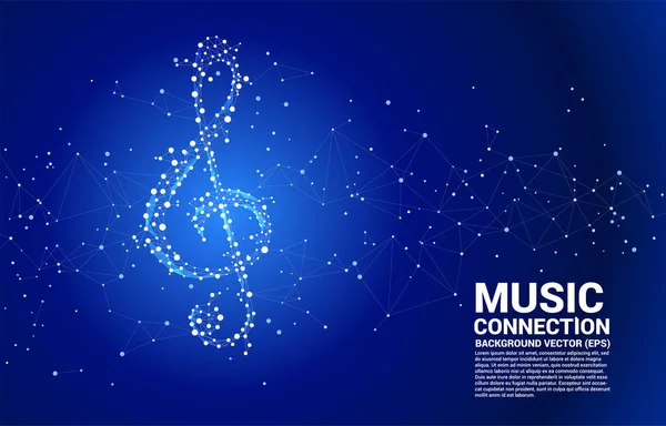 Note clé de musique vectorielle sol de la ligne de connexion de point. Concept de fond pour chanson et thème de concert . — Image vectorielle