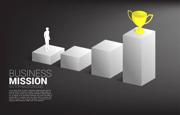 Silhuett Affärsman Planerar Att Trofé Toppen Diagrammet Affärsidé För Mål — Stock vektor