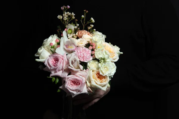 Sehr Zartes Handgemachtes Bouquet Den Händen Des Floristen Ein Tolles — Stockfoto