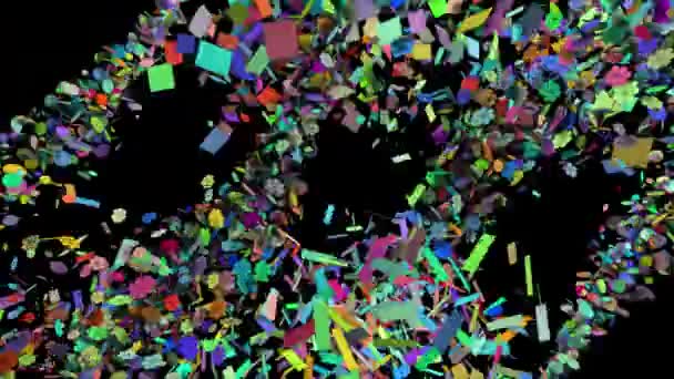 Jets Colored Confetti Fly Top Left Bottom Right Middle Explode — Stock Video