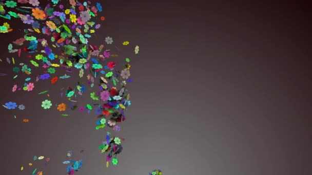 Bloem Van Gekleurde Confetti Ontploffen Van Links Naar Rechts Vakantie — Stockvideo