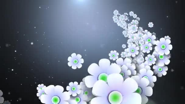 Красивые Весенние Цветы Летят Левого Края Экрана Вдаль Встретить Вспышку — стоковое видео