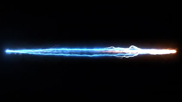 両端に稲妻を付けた二重エネルギー電荷と 左から右に青とオレンジ色の光が発光します ファンタジー撮影に最適です 長さ5秒 黒の背景にフルHdビデオ — ストック動画