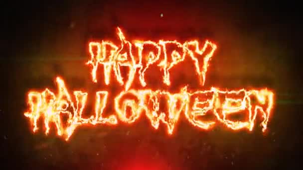 Inscripción Ardiente Feliz Halloween Fondo Negro Rojo Con Animación Perfecta — Vídeo de stock