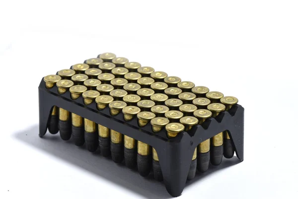 Vapen Med Ammunition Vit Bakgrund — Stockfoto