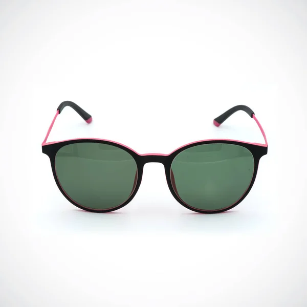 Γυαλιά Εικόνα Της Σύγχρονης Της Μόδας Sunblock Ροζ Λευκό Φόντο — Φωτογραφία Αρχείου