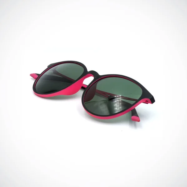 Gafas Imagen Moderno Moda Bloqueador Solar Rosa Sobre Fondo Blanco — Foto de Stock