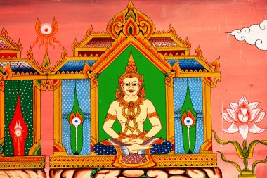 Kırsal Tay tapınaklarının duvarlarında resimler.