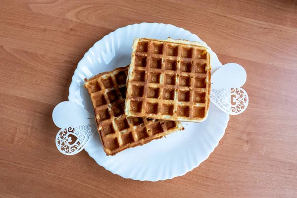 Plate Belgian Waffles — Stock Photo, Image