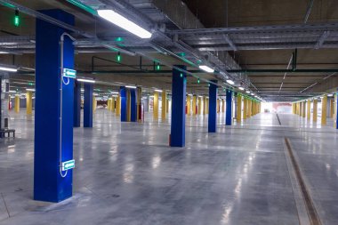bina içinde otopark, aydınlatma ve Led yönile sütunlar