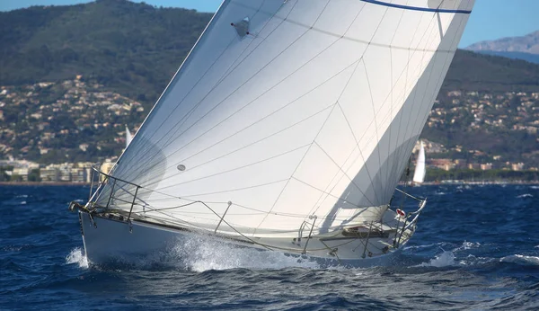 Regata Barca Vela Riviera Francese — Foto Stock