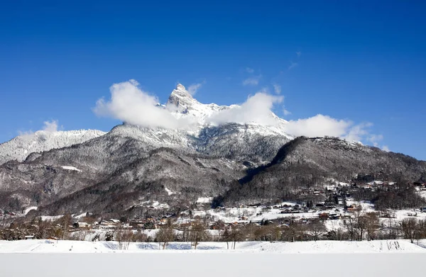 Vinterlandskap Franska Alperna — Stockfoto