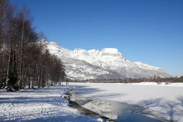 Vinterlandskap Franska Alperna — Stockfoto