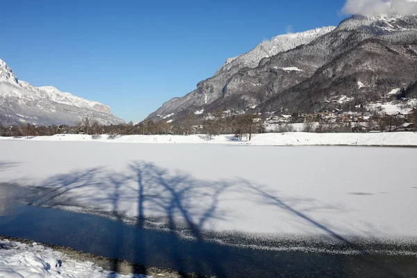 Vinterlandskap Franska Alperna — Stockfoto