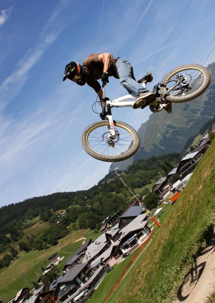 Mountainbikers Actie — Stockfoto