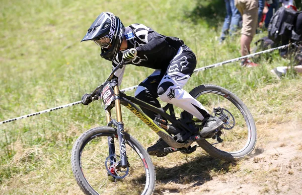 Ciclistas Montaña Acción — Foto de Stock