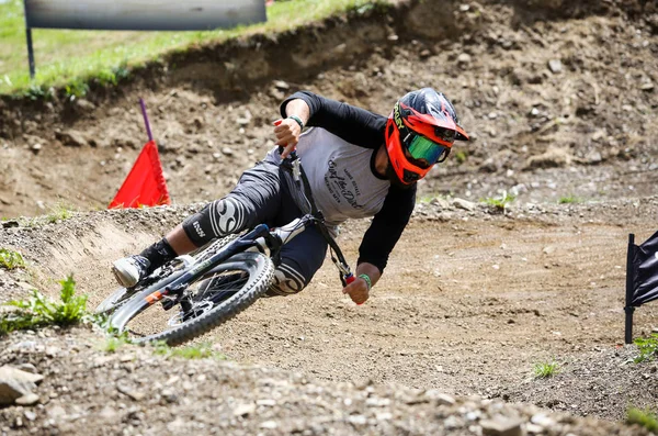 Ciclistas Montaña Acción — Foto de Stock