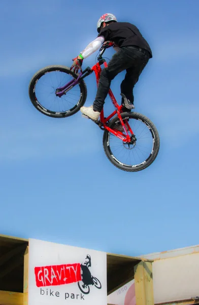 Ciclistas Montaña Acción — Foto de Stock