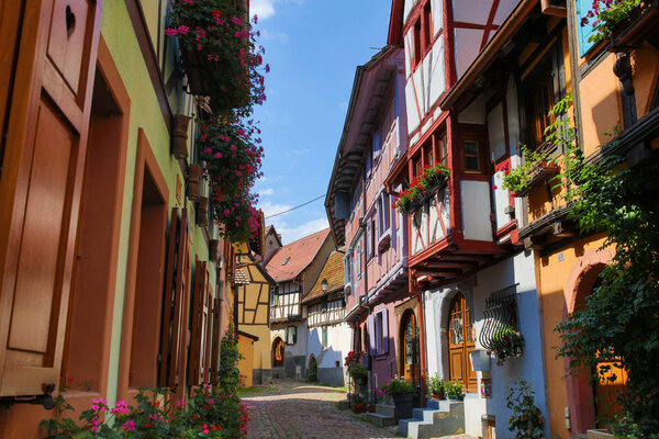 In Alsace next to colmar , the old town of Eguisheim