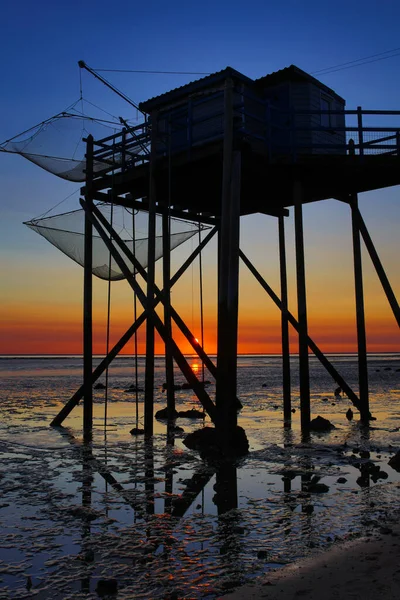 Rybářské Chatrče Francouzské Pobřeží Atlantiku — Stock fotografie