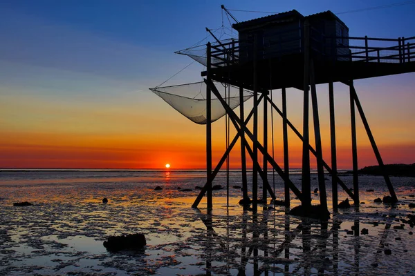 Rybářské Chatrče Francouzské Pobřeží Atlantiku — Stock fotografie