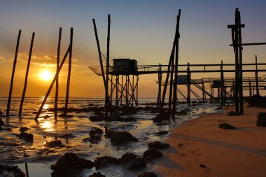Balıkçı kulübeleri Fransız Atlantik kıyıları